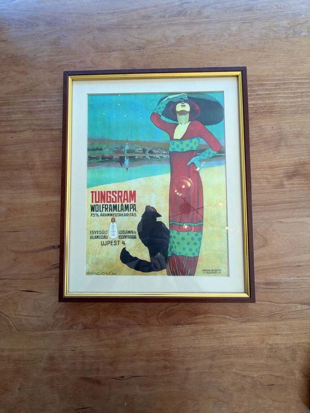 Geza Farago Tungsram Wolframlampa Vintage Art Print Framed 11x14